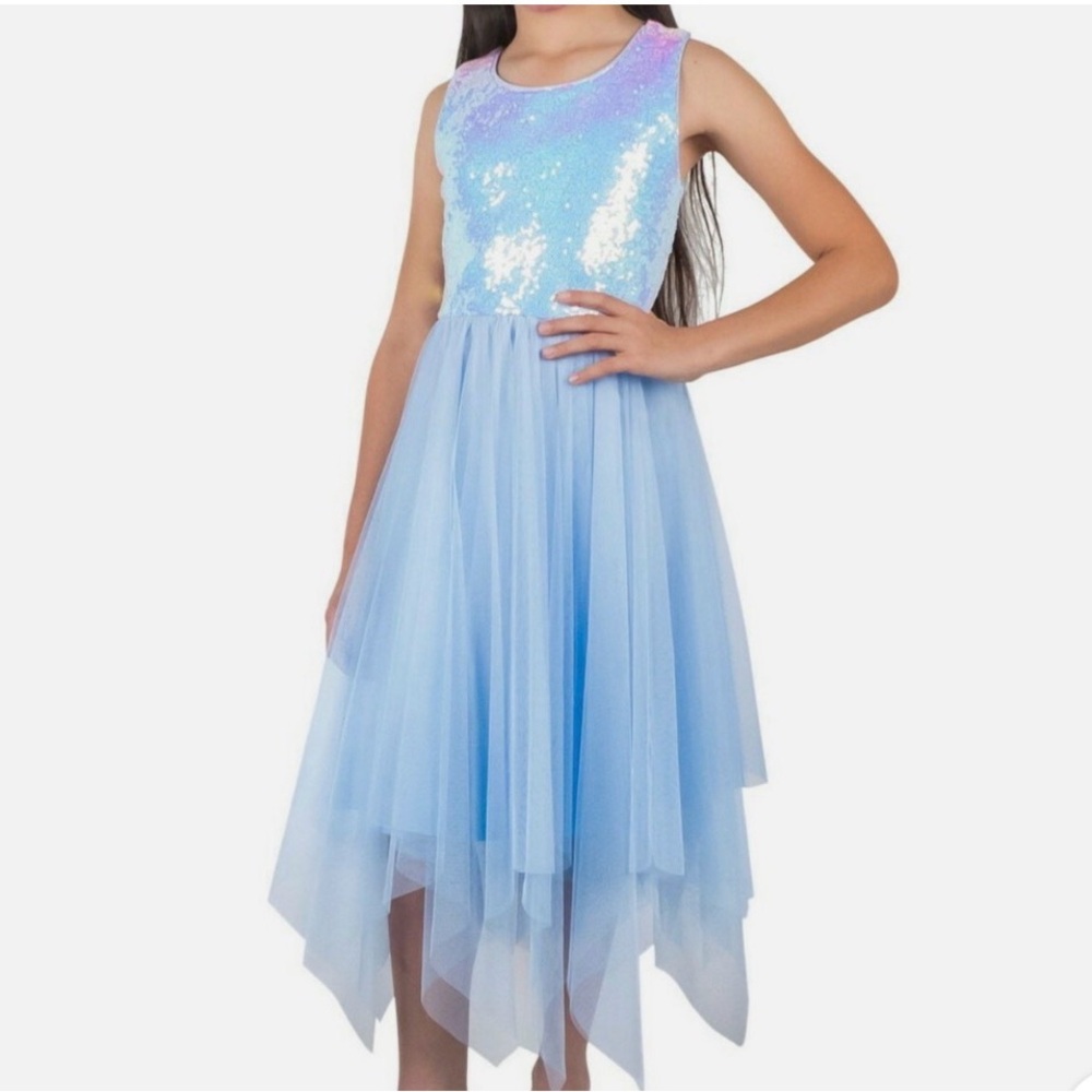 Sparkling Blue Sleeveless Dress - Size 10/12